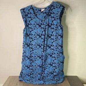 CAbi Navy Dress with Light Blue Floral Motif Womens Size Small - 1398
